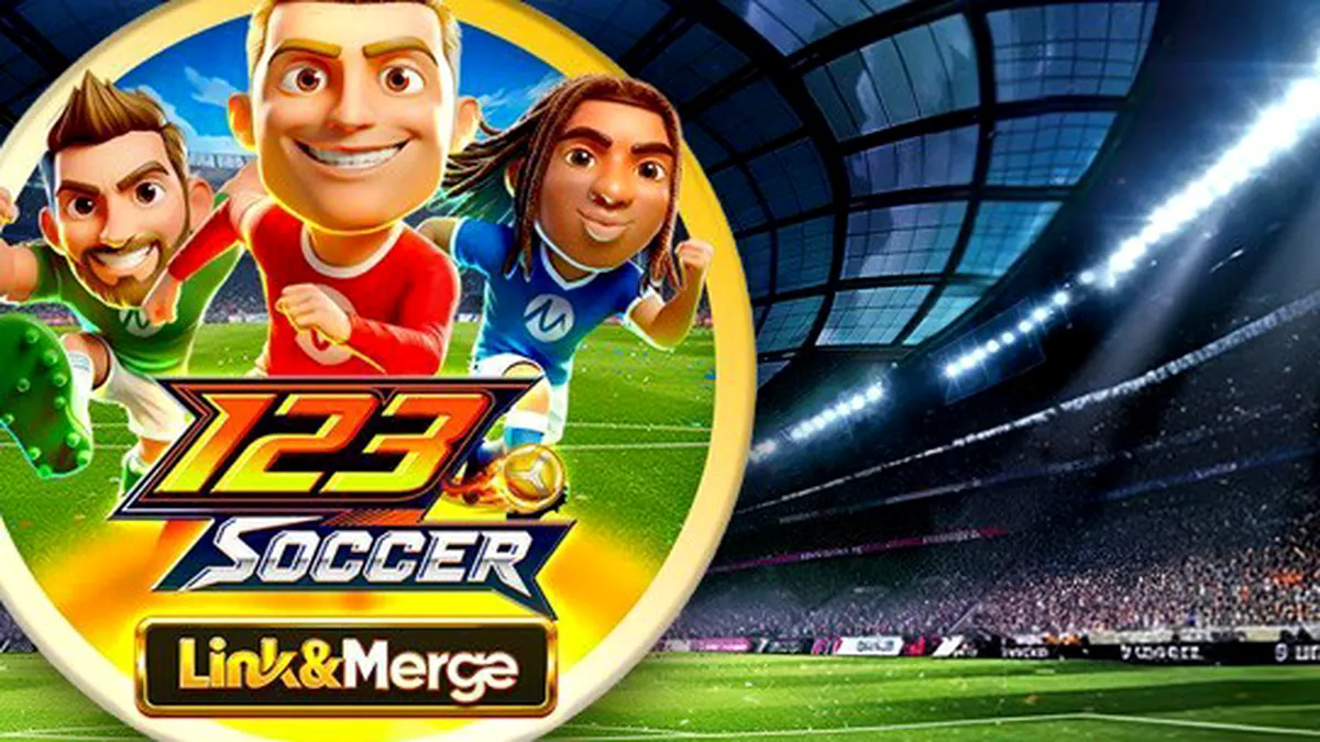 Tampilan visual slot 123 Soccer Link&Merge dengan elemen sepak bola