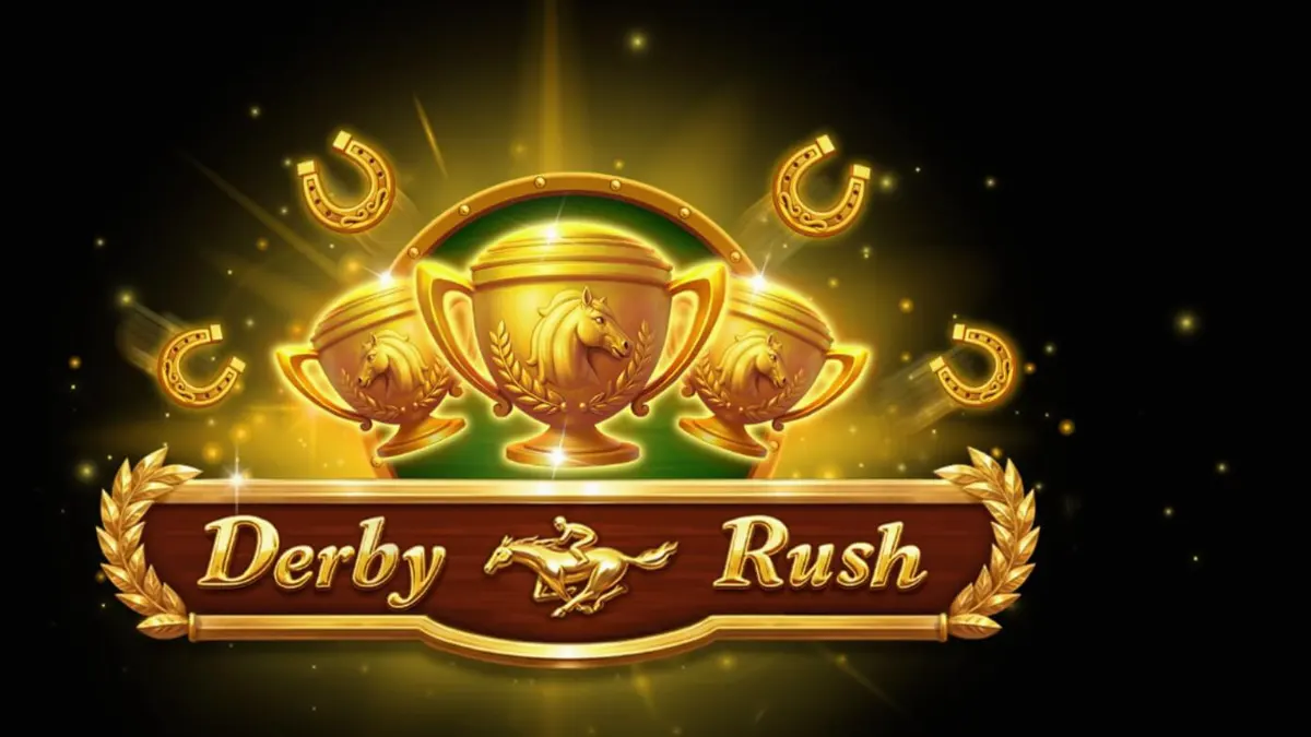 Tampilan visual slot Derby Rush dengan tema pacuan kuda yang mewah
